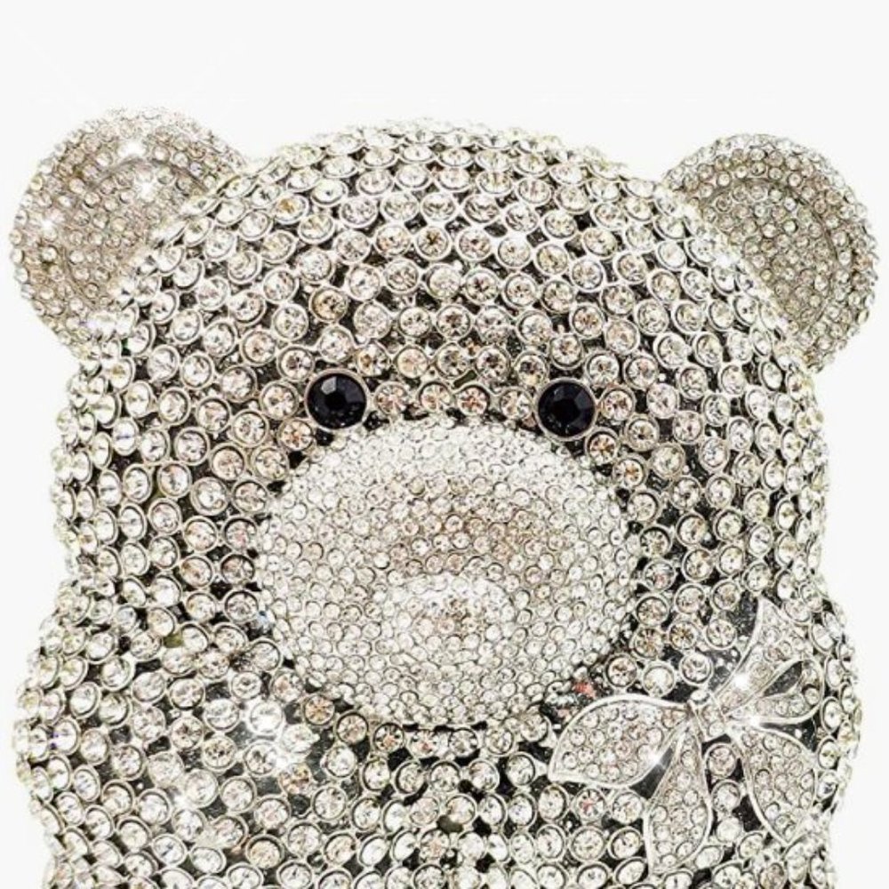 NEW Sparkling Bling Crystal Rhinestone Panda Bear Bag Clutch Purse +Gift - Picture 11 of 16